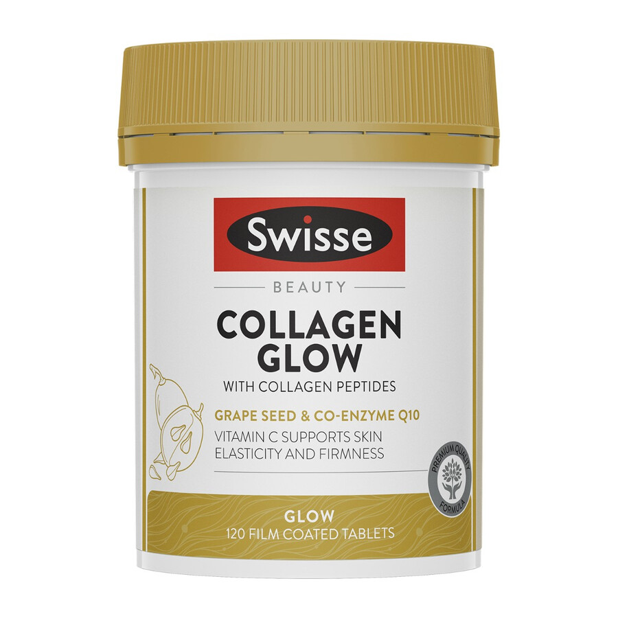 swisse beauty collagen glow with collagen peptides with grape seed