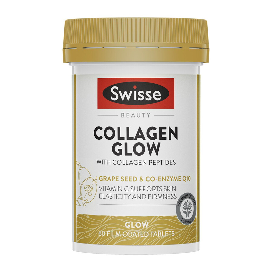 swisse beauty collagen glow with collagen peptides with grape seed