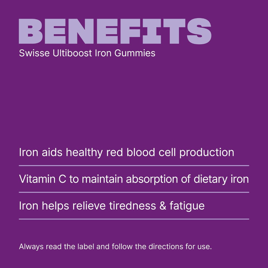 swisse ultiboost iron gummies tiredness fatigue relief